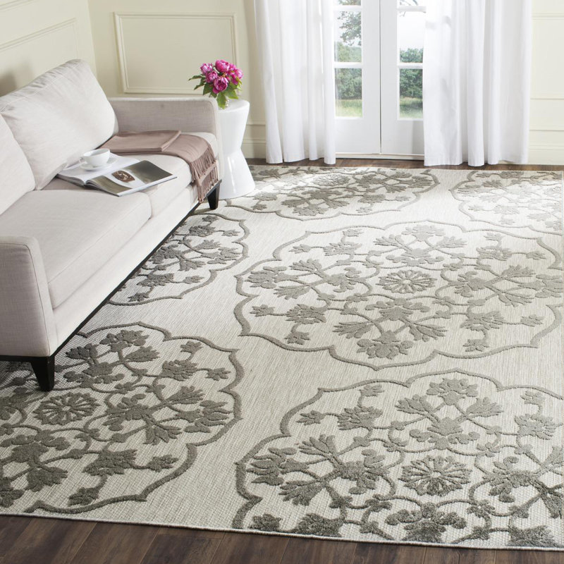 Junien Floral Hand Woven Indoor / Outdoor Area Rug, Rectangle 243 x 340cm