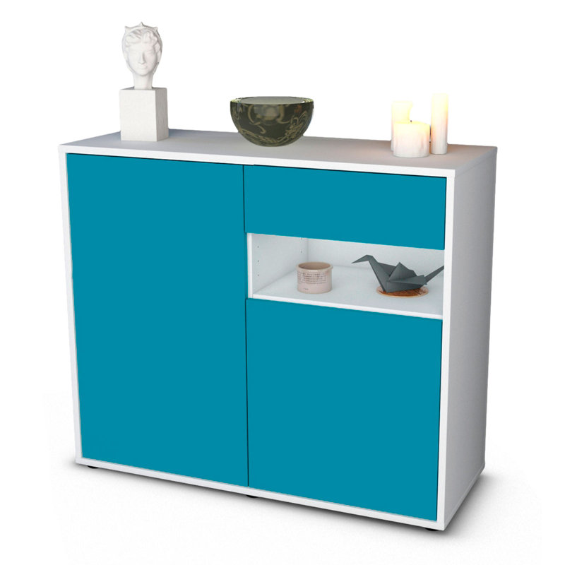 Rayburn 92cm Sideboard, White/Turquoise