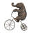 Davian Polystone Elephant Decorative Bronze Sculpture with Bicycle