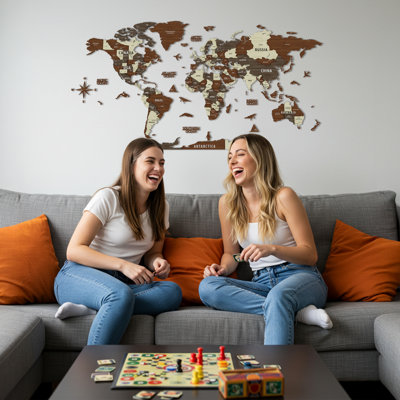 3D Wooden World Map for Wall -  3D Wood Push Pin Map