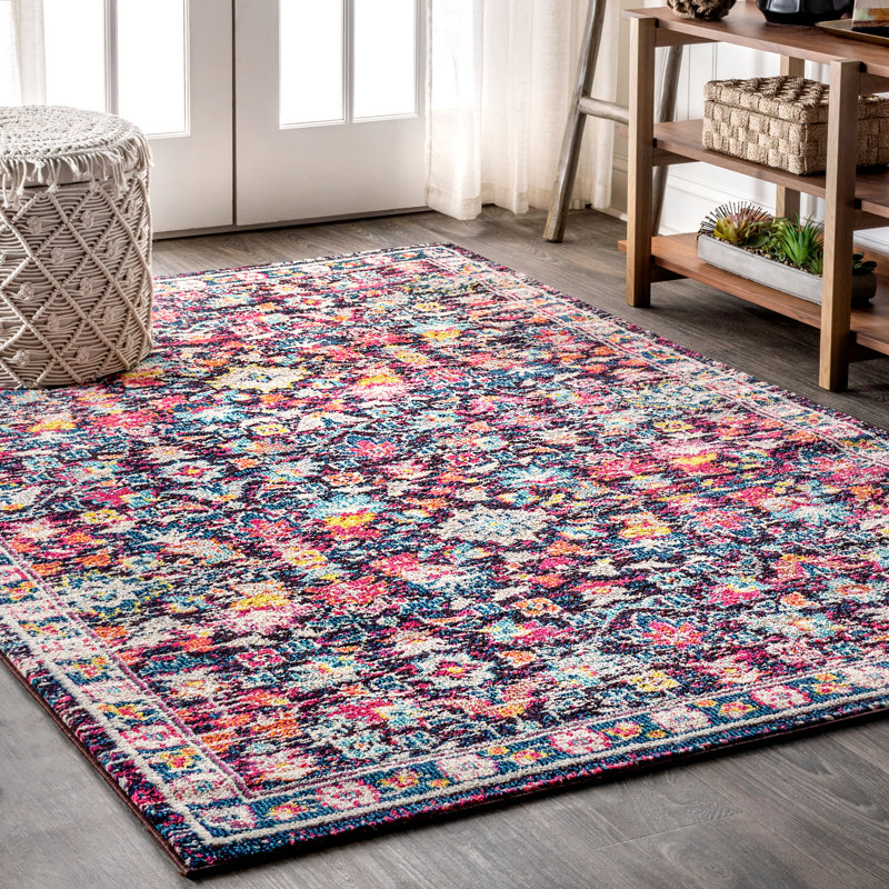 Latrobe Modern Persian Boho Floral Multi/Purple Rug, Rectangle 5'3" x 7'7"