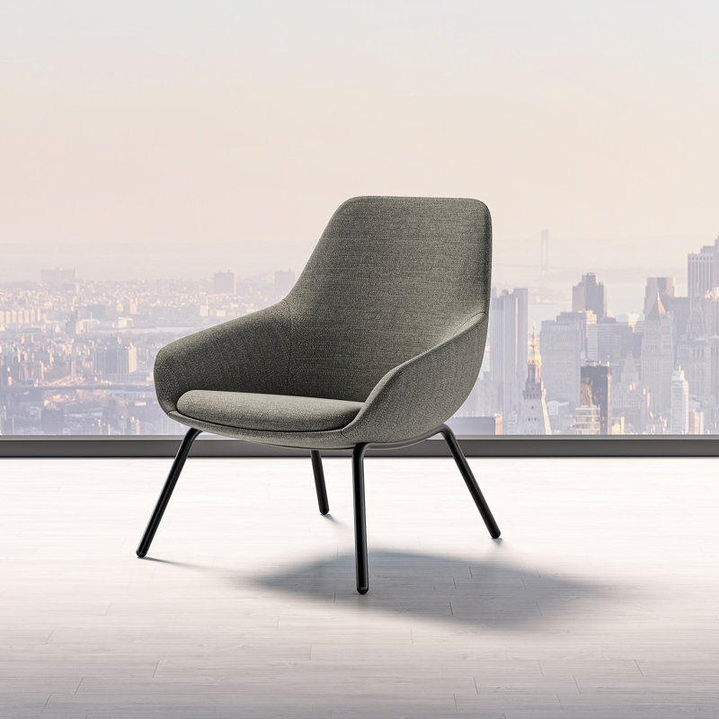 Lilly Upholstered Lounge Chair from 9to5 Seating, Gray Polyester Blend, Black