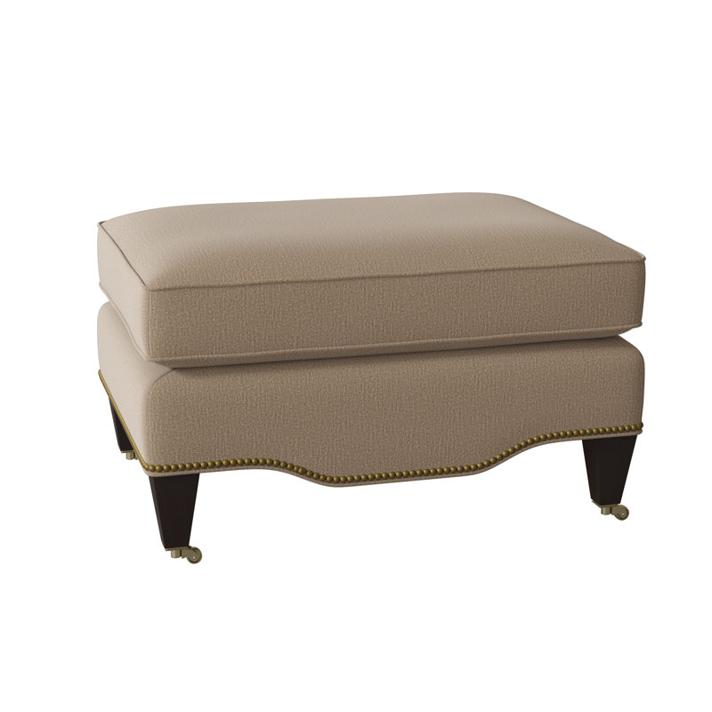 Gideon Ottoman, Stepping Stones Ivory, American Walnut, Antique Brass Small