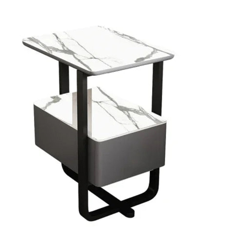 Nakish Side Table Comfortable Nightstands Bedroom Drawers, Black/White