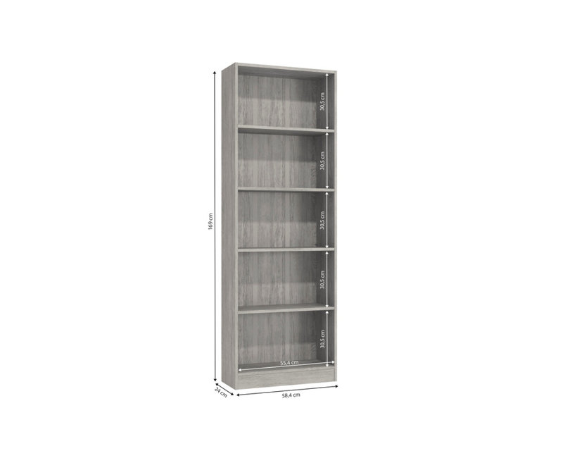 Myleene Bookcase, (5 Shelves) 66.5" H x 22" W x 9" D