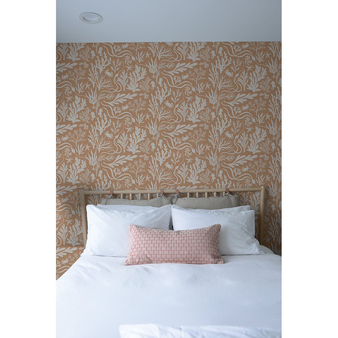 Elana Gabrielle Tides Toile 18' L x 20.5" W Peel and Stick Wallpaper Roll Highland Dunes 