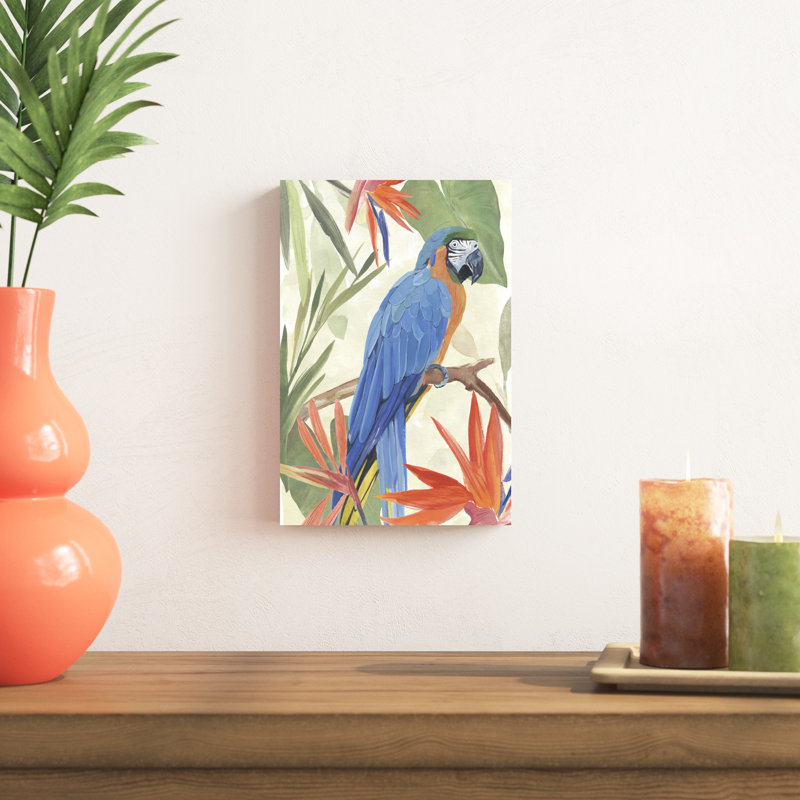 Composition de perroquet tropical IV, H 12 po x l 8 po, Non, Toile tendue