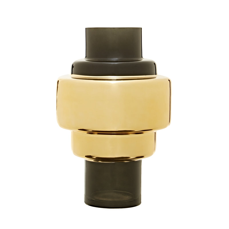 Adrinne Glass Table Vase, Black/Gold