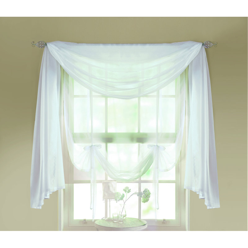 Padstow Sheer Window Scarf Single Panel, 145 W x 500 D cm, Pink