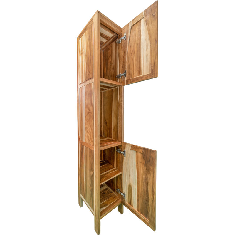 Earthy Teak 79" Tall Linen Cabinet with Adjustable Shelving