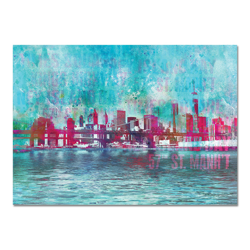 Breakwater Bay - Quadro - Andrea Haase - New York Con Ponte - Vetro Acrilico - 100X70 - Pronto Da Appendere - Quadri Moderni Per La Casa