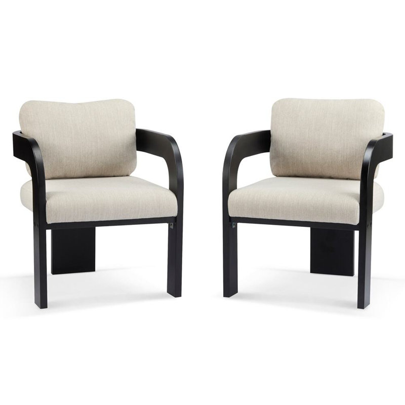 Ensemble de 2 chaises de salle à manger avec dossier en tissu et structure en bois massif pour plus de confort et de style