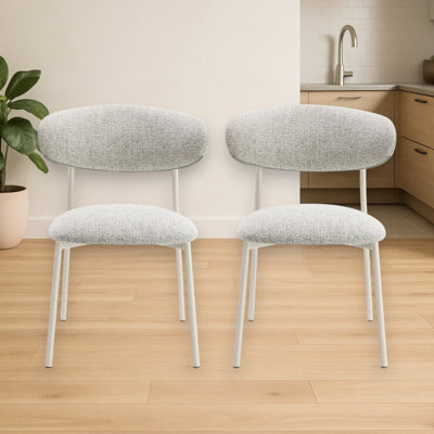 Moss Light Grey Boucle Side Chair (Set-2)
