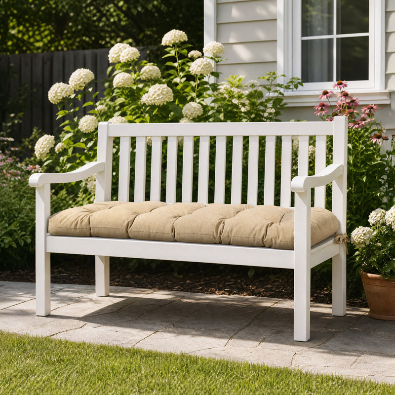 Aoodor Outdoor Polyester Tufted Bench Cushion, 46" W x 19.7" D, Brown