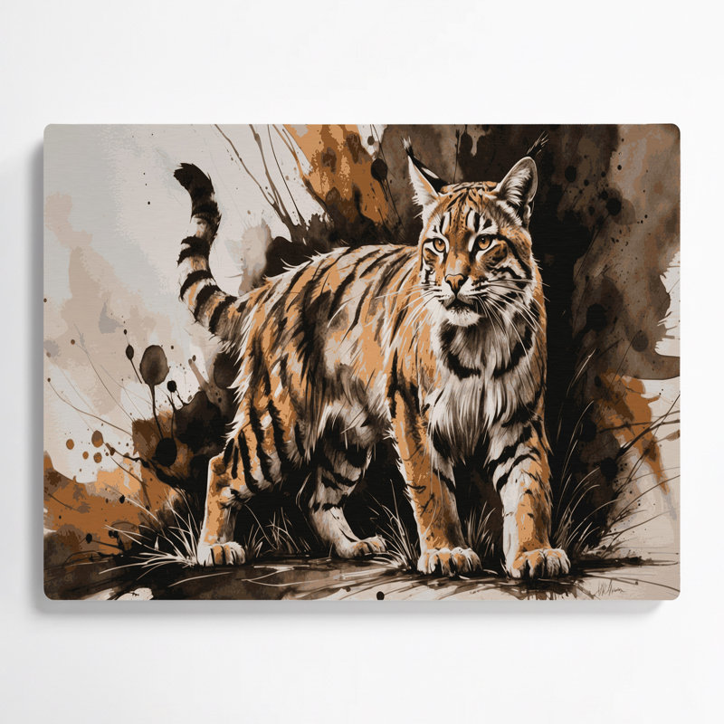 «Big Cats Bobcat», art mural en métal beige