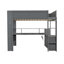 Lit mezzanine double en bois avec bureau, tablettes multiples, DEL et station de charge, gris foncé (ancien SKU: SM000374AAE)