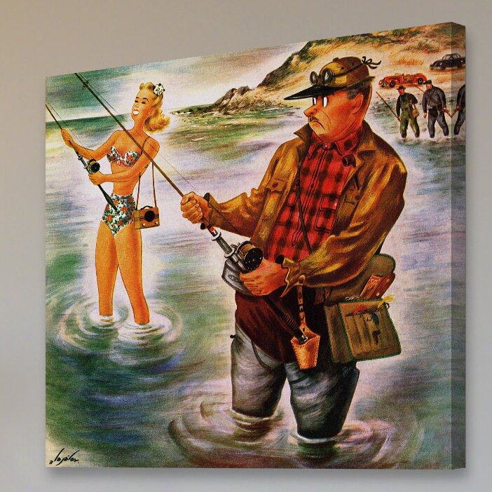 Marmont Hill Bikini Fishing On Canvas Print