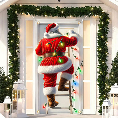 Kbndieu 35 X 71 Inch Christmas Door Cover Christmas Door Curtain Christmas Day Door and Wall Decoration Festival Party Decoration