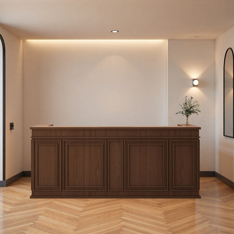 Bureau d'accueil minimaliste et moderne - utilisation polyvalente pratique pour les salons de café et les bureaux, Walnut