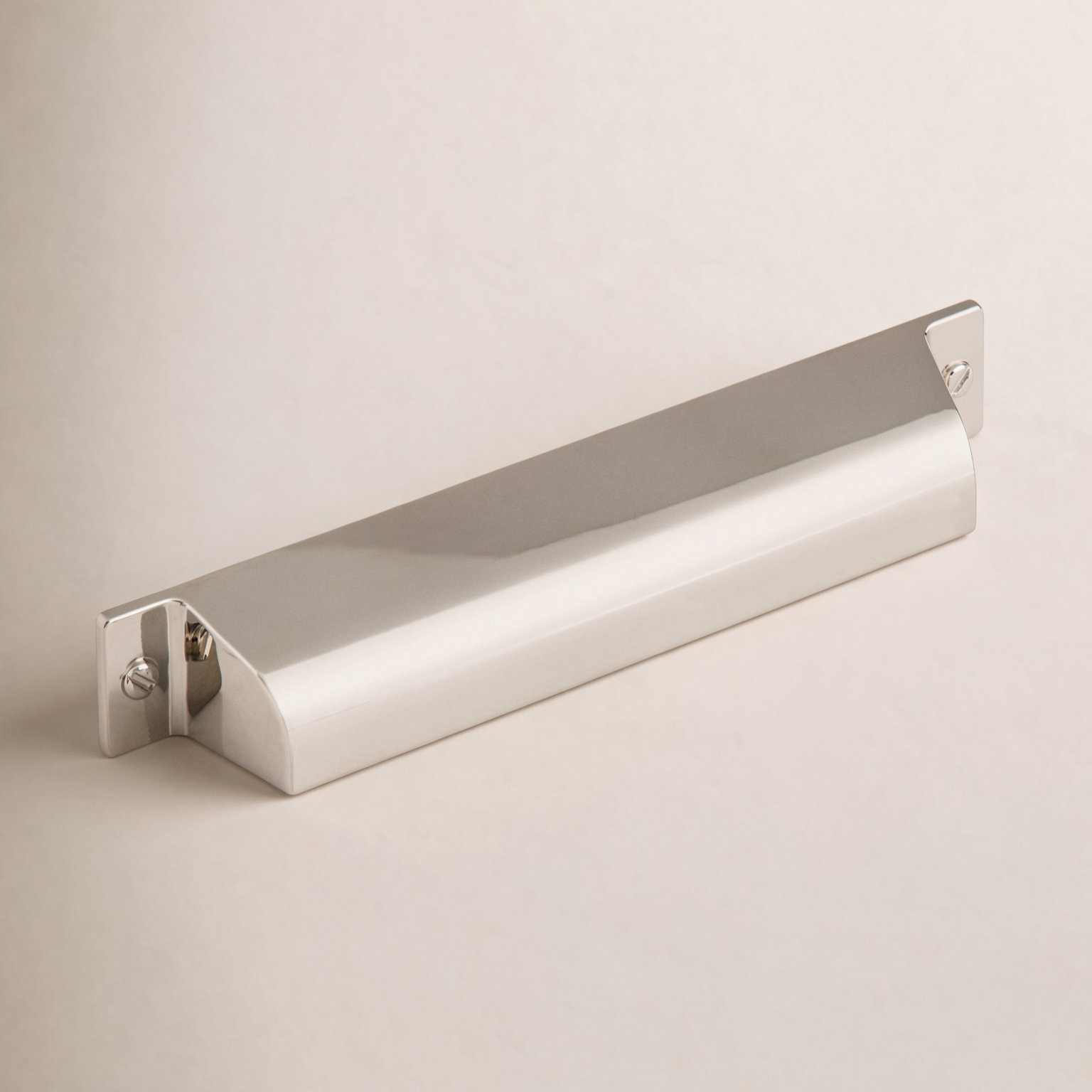 Channing Cup Bin Cabinet Pull, Polished Nickel, 5" Center to Center