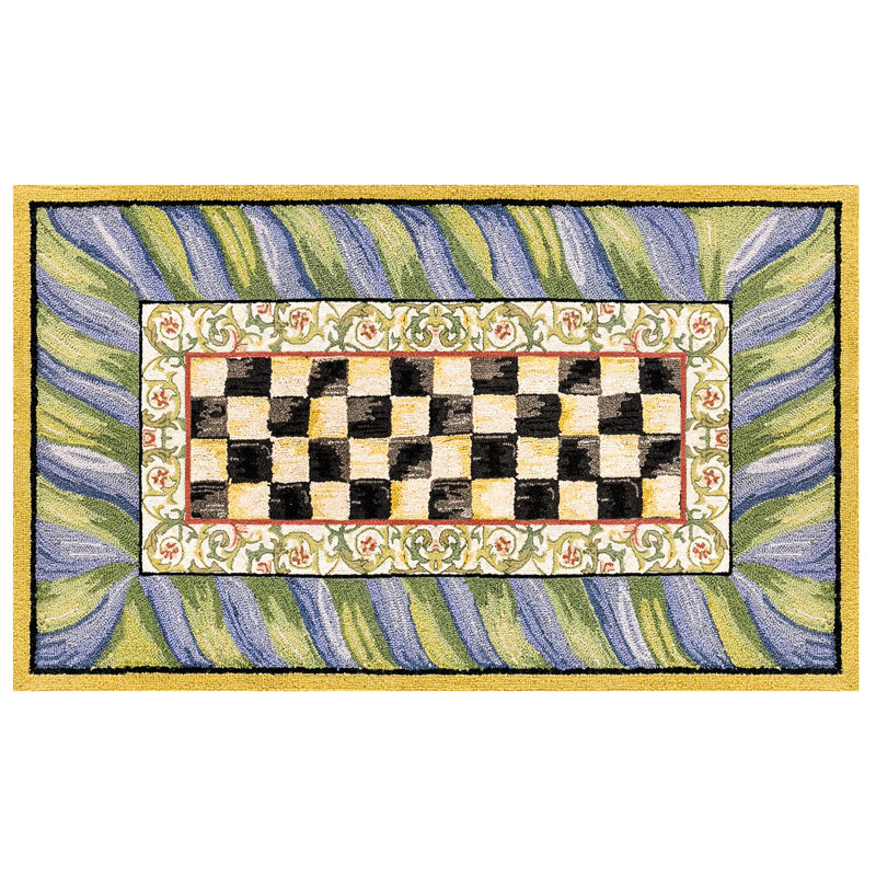 Courtly Check® Purple/Green Washable Rug, Rectangle 3' x 5'