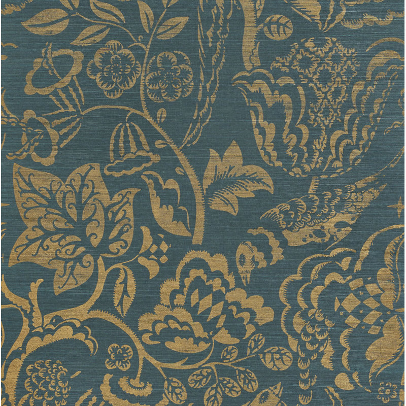 Papier peint Uccello Sisal, Or sur paon