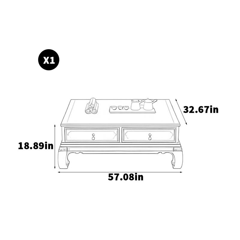 Nouvelle table basse en bois massif chinois