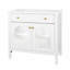 Meuble-lavabo de salle de bain 35,6 po Mid-Century avec verre à motif et bande lumineuse à capteur de mouvement, meuble-lavabo sur pied Farmhouse-1117671686