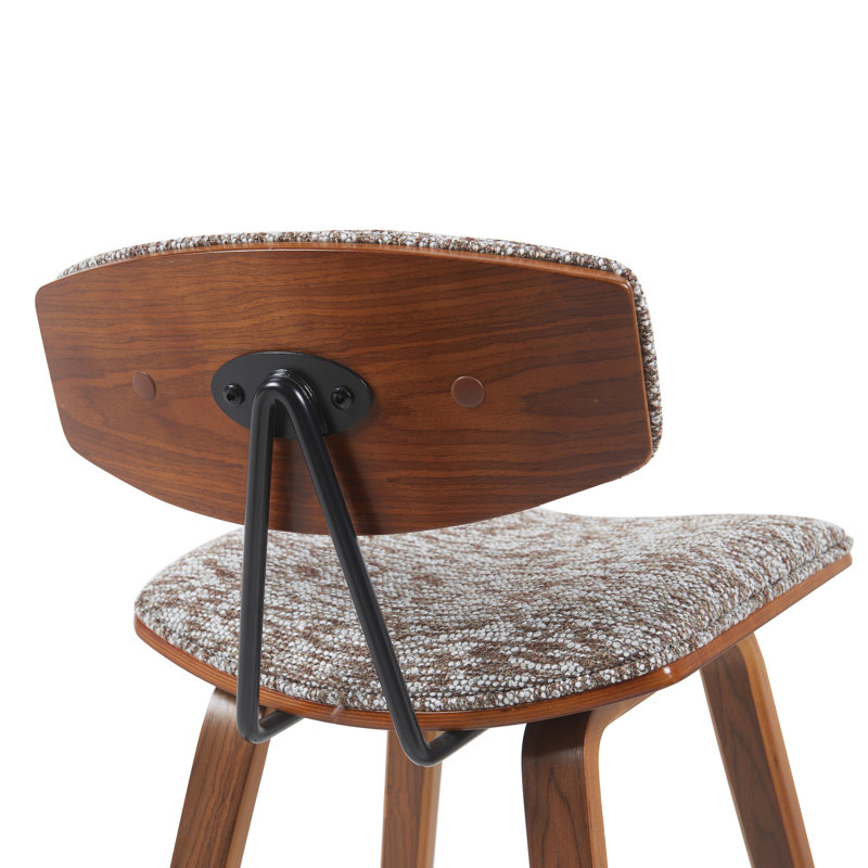 Upholstered Counter Stool, Grey/Walnut