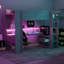 Lit mezzanine avec bureau Gaming, tablettes multi-rangements, DEL et station de charge, gris foncé-1919975086