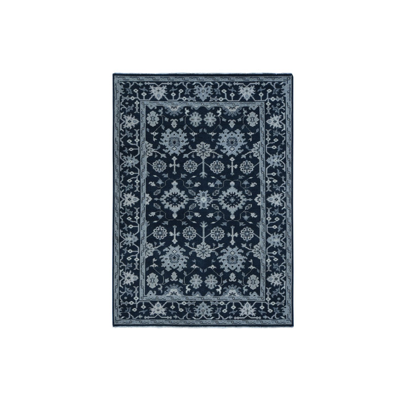 Tapis turc vert en laine nouée à la main 6 pi 1 po x 9 pi Kombu OChakc