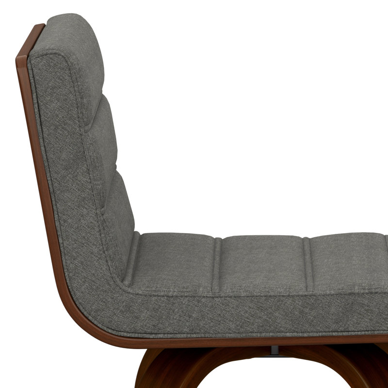 Gray Linen and Wood Swivel Counter Stool