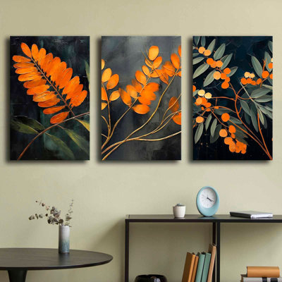 Elegant Decorative Canvas Painting Set (3 Pieces), 17.7 x 27.6 inches Each | 100% Canvas with 2.8 mm Thickness, Framed in 100% Pine Wood | Perfect for Living Room, Bedroom, & Office Decor, Stunning Artwork