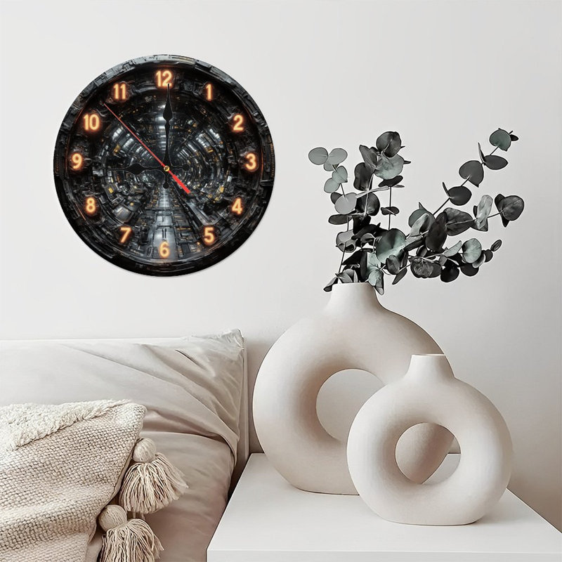 Tunnel d'horloge futuriste à chiffres lumineux