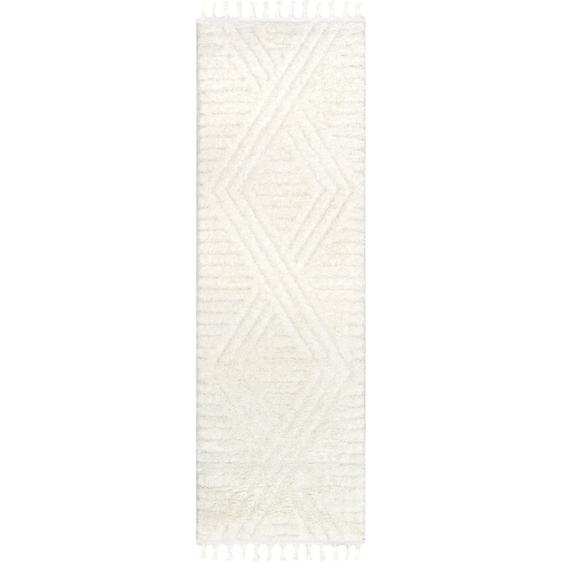 Tapis géométrique à poils longs, Tapis de couloir 2 pi 8 po x 8 pi