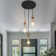 Hooman 3 - Light Cluster Teardrop Pendant Black and Brass with Glass shade 11.8 inches W Ceiling Base