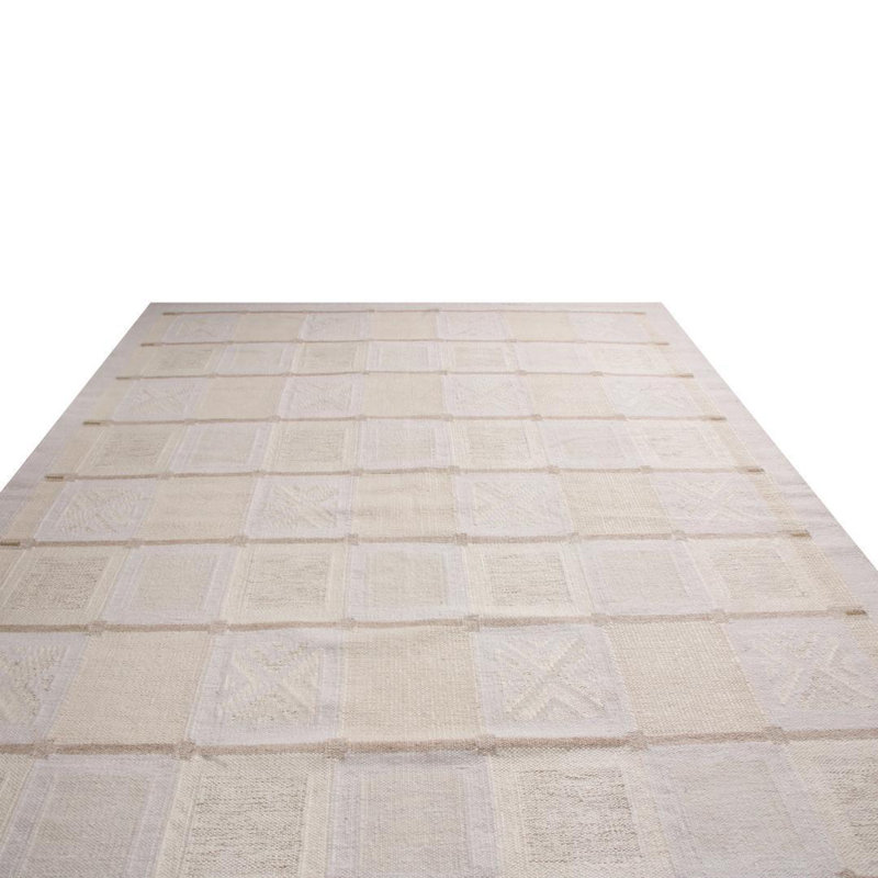 Rug & Kilim’S Scandinavian Cream Gray And Off-White Wool Rug, Rectangle 6' x 9'