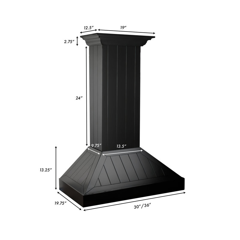 30" 400 CFM Ducted Wall Mount Range Hood, Black, 30"