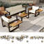Ensemble de conversation de patio d'extérieur en aluminium 4 pièces avec tables d'appoint pliantes, sièges pour 5 personnes avec canapé 3 places, 2 fauteuils et table basse-1028077123