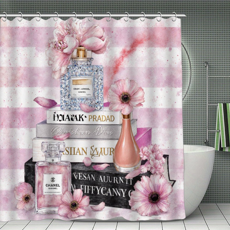 Rideaux de douche à motif floral 71 x 71