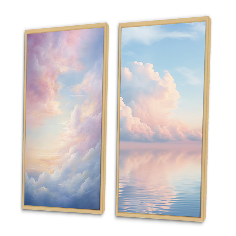 «Pink Sky Photo Celestial Reflections», 2 pièces, Encadrement brun, H 24 po x l 20 po