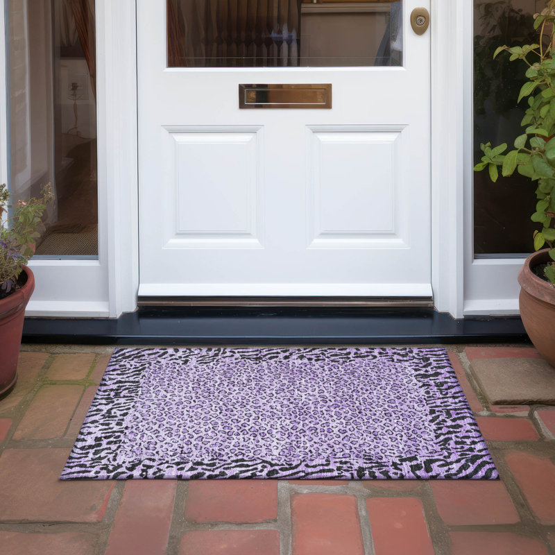 Machine Washable Indoor/Outdoor Claudian ACN1230 Purple Rug, Rectangle 1'8" x 2'6"