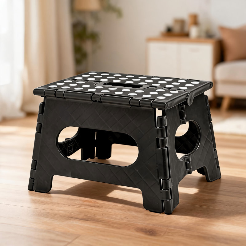 This Multi-Functional Folding Footstool Is Sturdy, Safe, And Reliable. Suitable For Both Adults And Children, It's Easy To Open And Close, And Can Be Placed In Various Spaces Throughout The House. (Black)