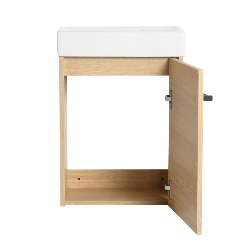Meuble-lavabo flottant avec porte à fermeture en douceur 18 po, Beige