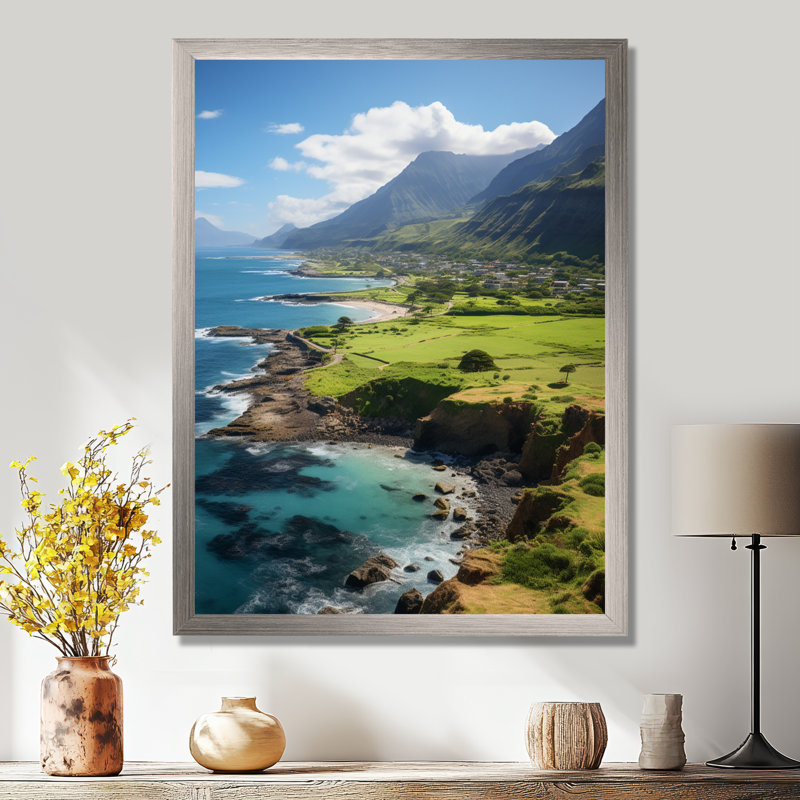 Hawaï, paysage d'Hawaï II - art mural d'Hawaï, H 20 po x l 12 po x P 1 po, Cadre flottant blanc