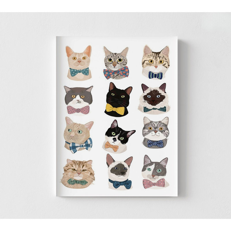 «Cats In Bow Ties» par Hanna Melin, idée de décoration de chat, affiche de race de chat, impression élégante d'affiche de décoration murale pour animal de compagnie