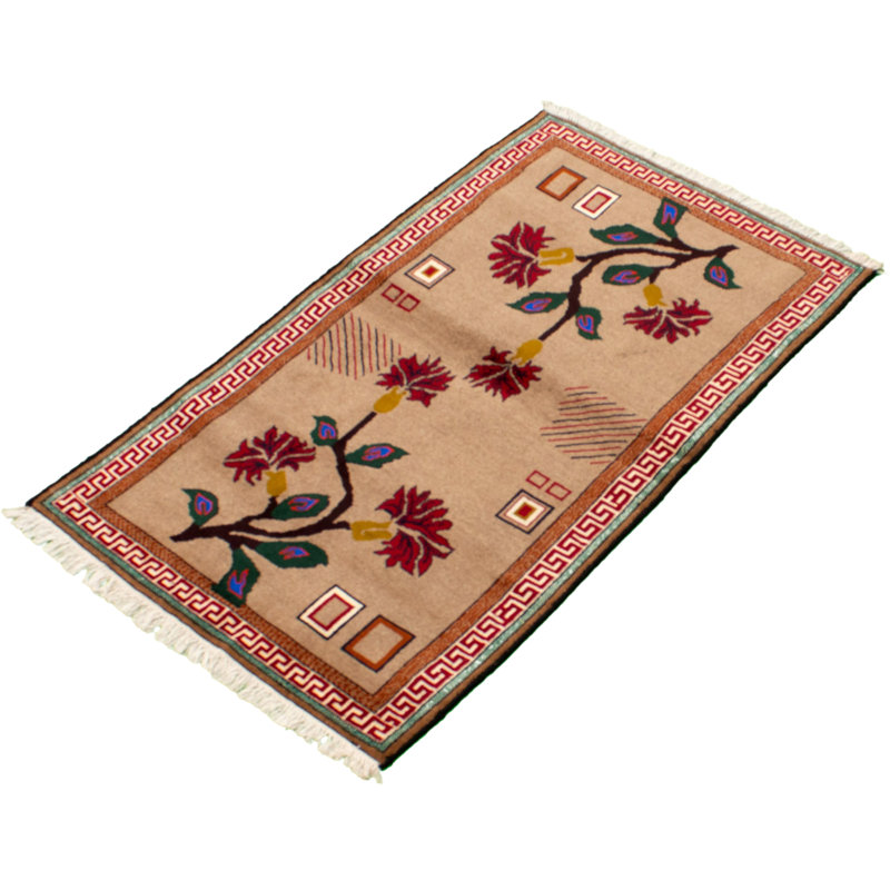 Tapis brun clair / brun en laine noué à la main Tupman