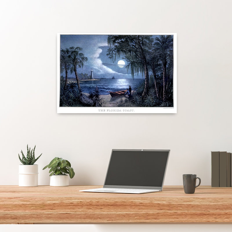 1850S The Florida Coast - Currier & Ives Lithograph - 1855 Peaceful Abstract Contemporary Beach Ocean Wall Art