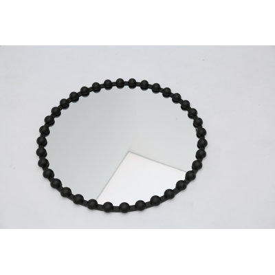 Round Mirror With Bead Surrounded, Accent Wall Mirror