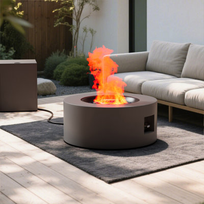 30'' Round Steel Propane Smokeless Fire Pit Table With Lid